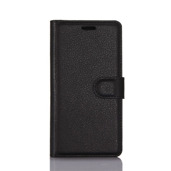 Samsung Galaxy S8 Leder Tasche Flip Cover Litchi Look - Schwarz