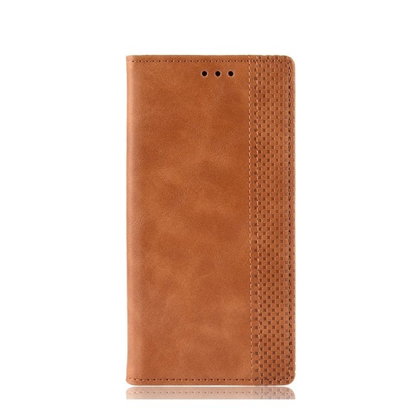 Samsung Galaxy S10 Vintage Leder Tasche Flip Cover Fashion Design - Braun