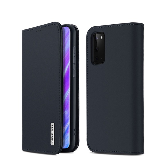 Dux Ducis - Samsung Galaxy S20 Flip Wallet Cover Echtleder Tasche Wish Series - Dunkelblau