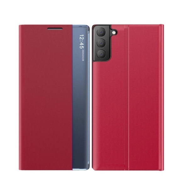 Samsung Galaxy S21 FE 5G Stoff Tasche Smart View Flip Cover - Rot