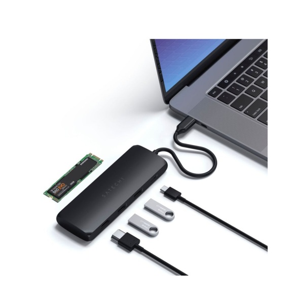 Satechi Usb-C Slim Alu Multiport Hub mit SSD Fach Adapter