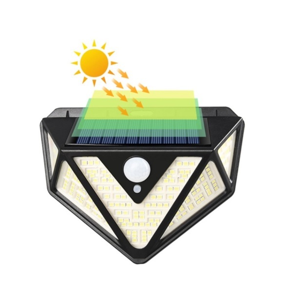 166 LED's Solar Outdoor Mini Lampe Wandleuchte mit Bewegungsmelder Spritzwasserfest (IP65) - Schwarz