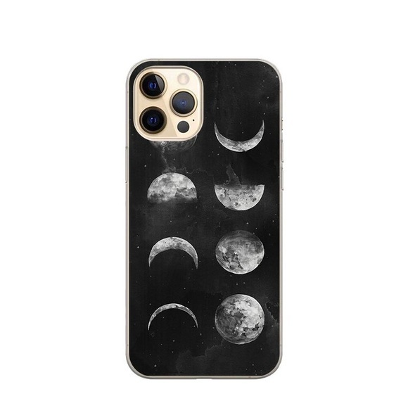 Apfelkiste © - iPhone 13 Pro Gummi Case Hülle Ultra Thin Mondphasen - Schwarz