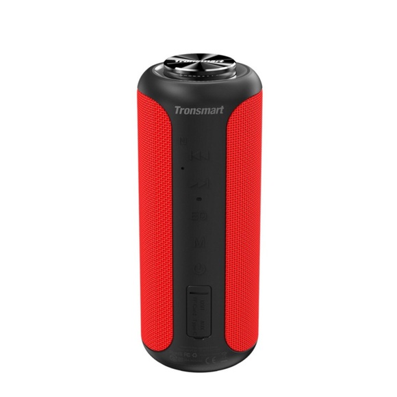 Tronsmart - 40W 360° T6 Plus Bluetooth Lautsprecher Subwoofer Spritzwasserfest (IPX6) Aux In / USB C / Micro SD / USB A (367786) - Rot