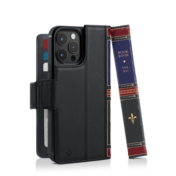 Twelve South - iPhone 14 Pro Max MagSafe Case Echtleder Tasche BookBook mit Kartenfächern Vintage (TS-12-2227) - Schwarz
