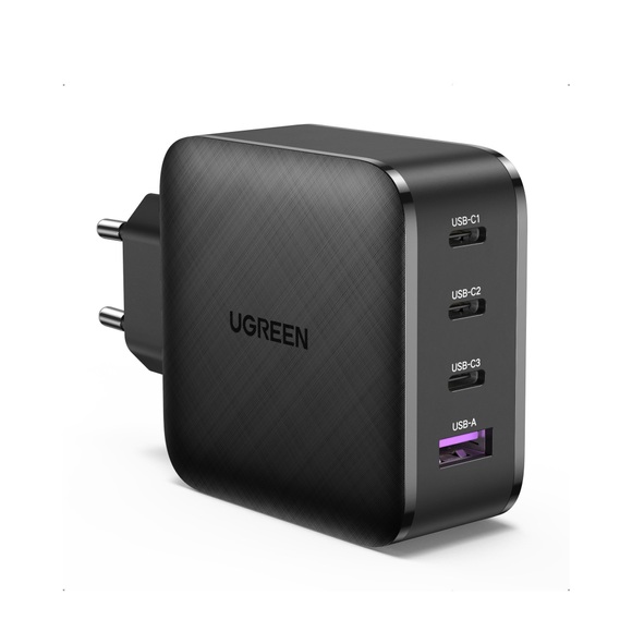 Ugreen USB-A + 3x USB-C 65W GaN Schnellladegerät - Schwarz