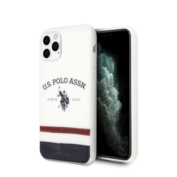 Eko - Fall U.S. Polo ASSN. Dreifarbige Streifen für iPhone 11 Pro - Weiß