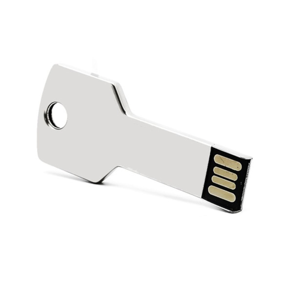 Mini USB Speicher Stick (32GB) Schlüsselanhänger aus Edelstahl - Silber