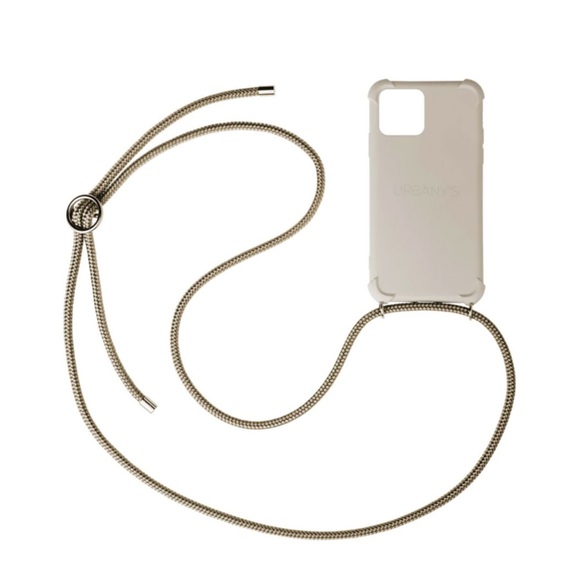 Urbany's - (130cm) iPhone 12 / iPhone 12 Pro Beach Beauty Necklace Hybrid Hülle Air Cushion Fallschutz + Handykette (PN-BEBS-I12P-BEBS) - Braun