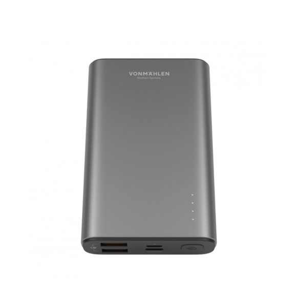 Vonmählen - (12W) Evergreen 10000mAh 3 x USB / Micro USB / USB C / Power Bank Ladegerät Power Delivery 3.0 Quick Charge (EVG00005) - Dark Grey