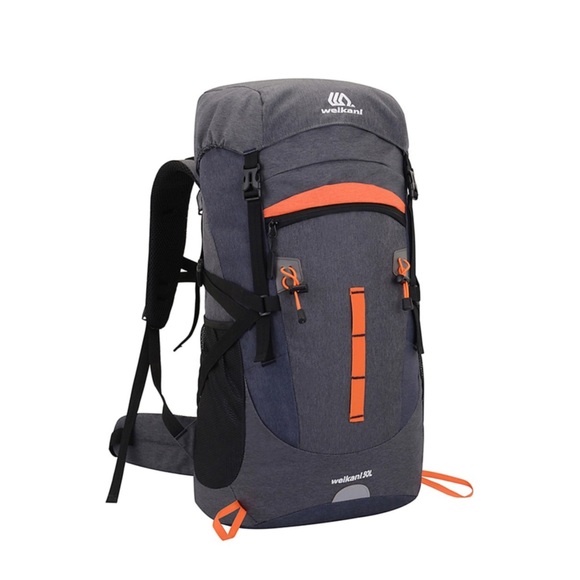 Weikani - (50L) Outdoor Camping Rucksack Reise Backpack mit Reflektoren (Spritzwassergeschützt) - Grau