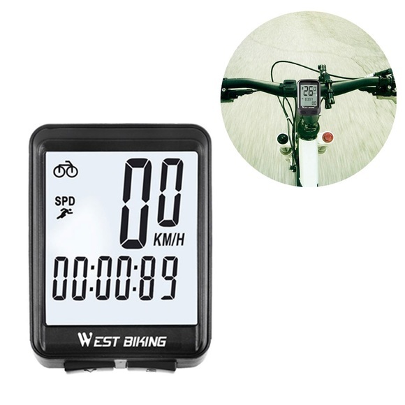 West Biking - Digitaler Fahrrad Tacho Geschwindigkeitsmesser Velo Kilometer Zähler mit Display Kabellos (inkl. Batterie)