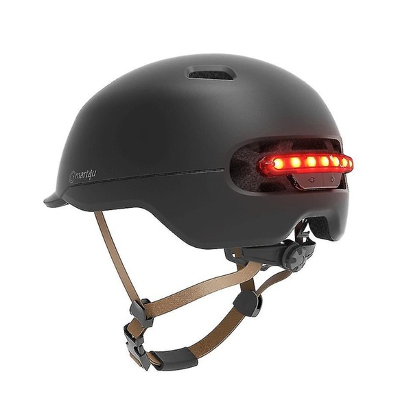 Xiaomi - (Gr. M) Smart4u Verstellbarer Fahrrad Helm Velo Kopf Schutz inkl. LED Rücklicht - Schwarz