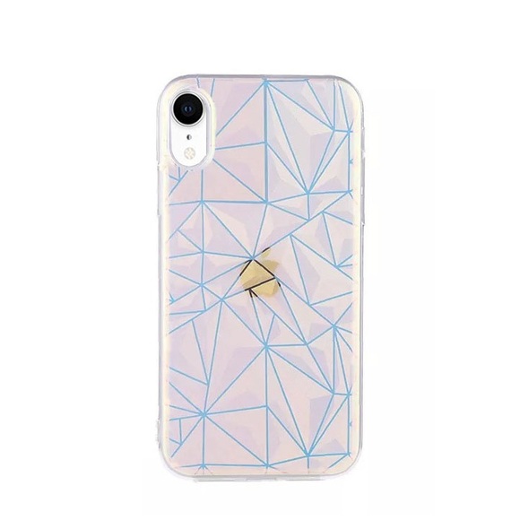 iPhone Xr Hybrid Hülle TPU Bumper + Laser Hologramm Diamanten Look - Transparent