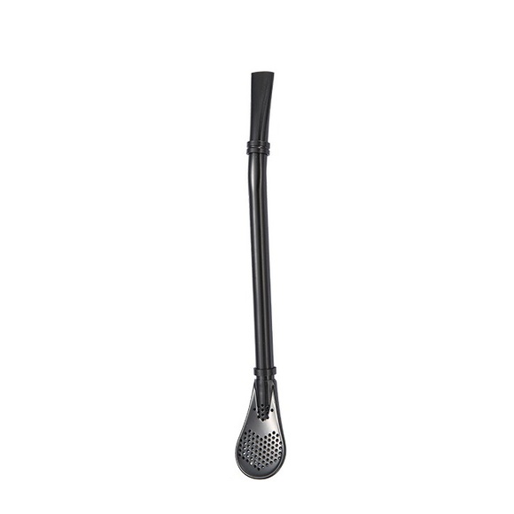 Yerba Mate Tee Strohhalm Edelstahl Bombilla - Schwarz