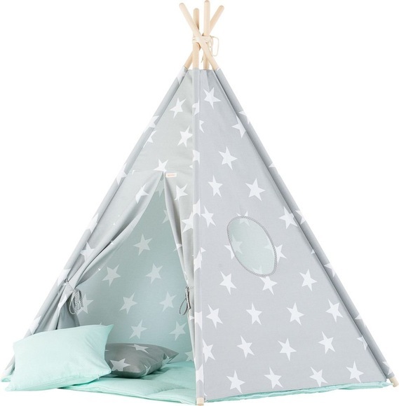 WIGIWAMA Spielzelt Tipi Sterne grau/mint