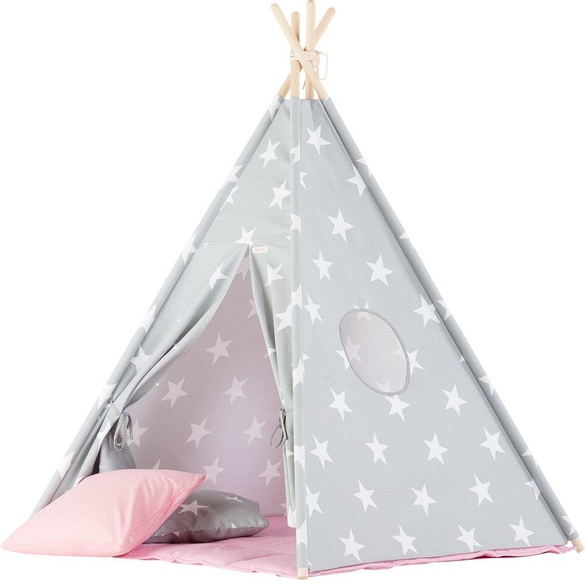 WIGIWAMA Spielzelt Tipi Sterne grau/rosa
