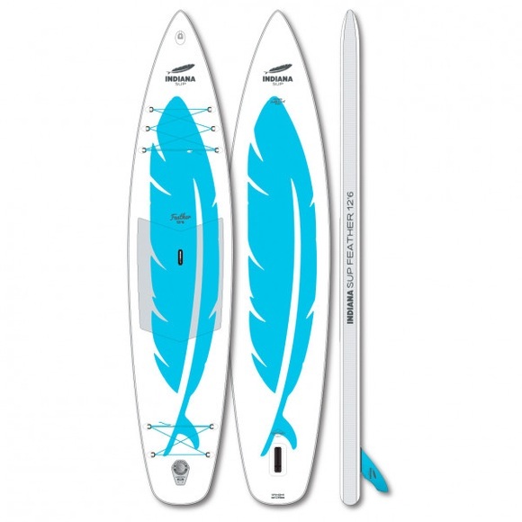 Indiana - 12'6 Feather Inflatable - SUP Board Gr 381 x 81,3 x 15 cm weiß/blau