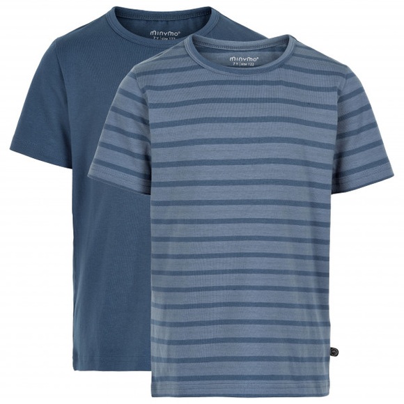 Minymo - Kid's Basic 32 -S/S (2-Pack) - T-Shirt Gr 80 blau/grau