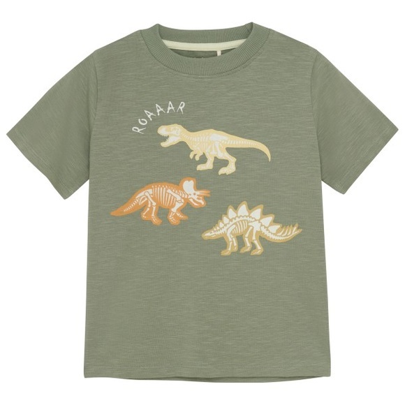 Minymo - Kid's T-Shirt S/S Slub Yarn Dino - T-Shirt Gr 86 oliv