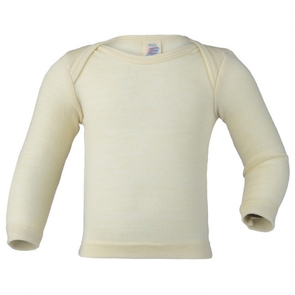 Engel - Baby-Schlupfhemd Langarm Feinripp - Merinounterwäsche Gr 86/92 beige