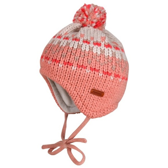 maximo - Baby-Mütze ausgenäht mit Pompon - Mütze Gr 49 cm rosa