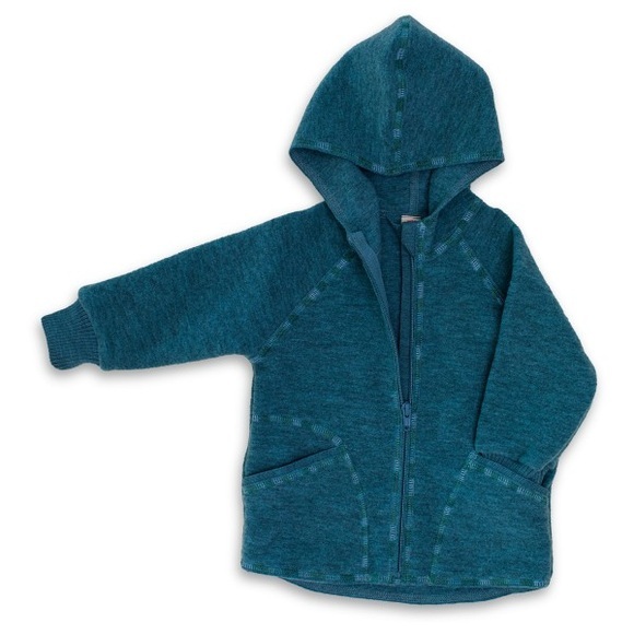 Engel - Baby-Jacke mit Kapuze und Reissverschluss - Wolljacke Gr 110/116 blau