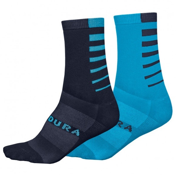 Endura - Coolmax Stripe Socken Doppelpack - Velosocken Gr S/M blau