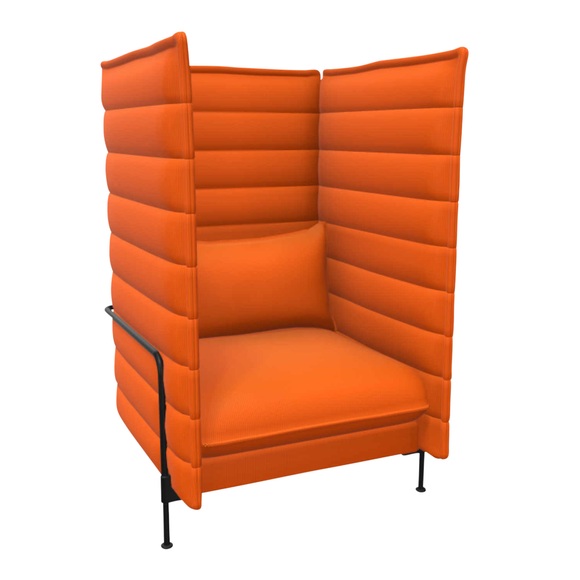 Alcove Fauteuil Highback Lounge Sessel, Bezug stoff laser re, crème, Stahlrohrrahmen glanzchrom 01