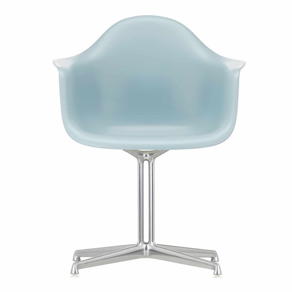 Eames Plastic Armchair RE DAL Stuhl, Sitzschale RE cotton white re, Untergestell aluminium poliert, Gleiter basic dark für teppichböden
