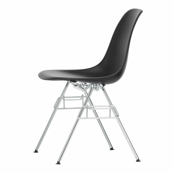 Eames Plastic Side Chair RE DSS Stuhl, Sitzschale RE smaragd re, Untergestell stahlrohr verchromt, Gleiter weiss für teppichböden