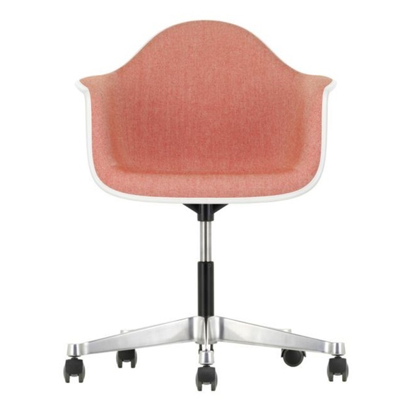 Eames Plastic Armchair Chair RE PACC Sitzpolster Bürodrehstuhl, Sitzschale RE cotton white re, Stoff Hopsak F60 meerblau/dunkelgrau, Keder basic da...
