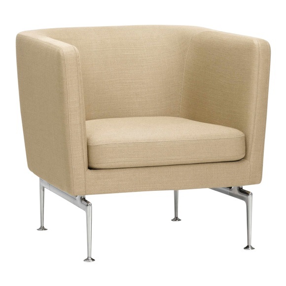 Suita Club Armchair Stoffsessel, Bezug stoff laser re, grasgrün/crème, Untergestell aluminium poliert