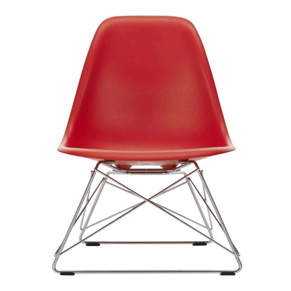 Eames Plastic Lounge Side LSR Sessel, Sitzschale weiss, Untergestell basic dark pulverbeschichtet (glatt), Gleiter basic dark für hartböden