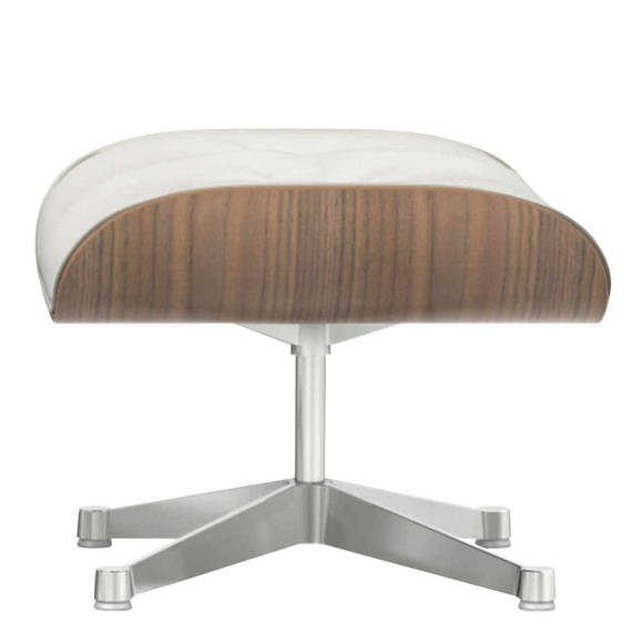 Lounge Chair Ottoman Hocker - White Edition, Lederbezug premium f olive 74, Gleiter weiss für hartböden