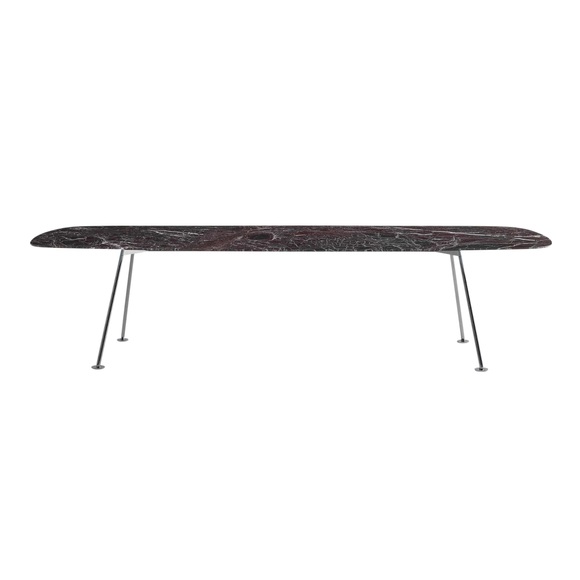 Grasshopper Rechteck Tisch, Grösse l. 300 x b. 120 cm, Tischplatte extraklares glas, Gestell metall, brüniert