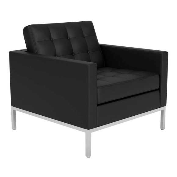 Florence Knoll Sessel, Bezug leder, volo coffee bean vo947, Gestell anthrazit, lackiert