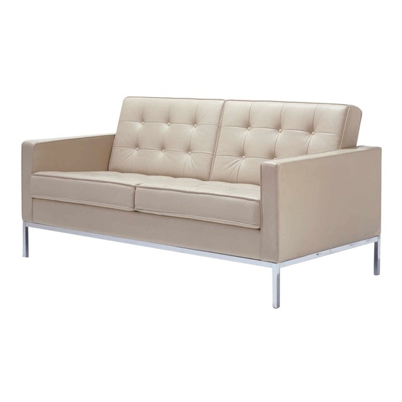 Florence Knoll Relax 2er Sofa, Bezug leder, volo black voblk, Gestell anthrazit, lackiert