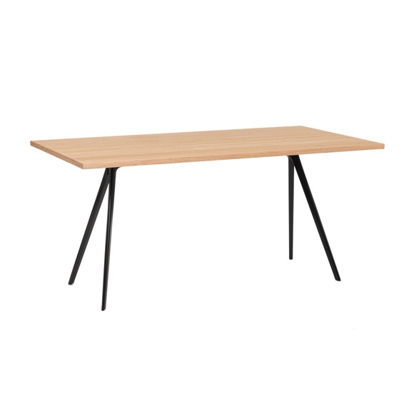 Baguette Esstisch , Tischplatte mdf, eichenfurnier natur, Länge 160 cm, Untergestell schwarz pulverbeschichtet 5140