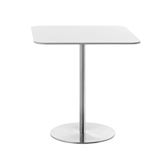 Passe-partout Bistrotisch, Tischplatte hpl weiss 8500, Grösse qudratisch - b. 70 x l. 70 cm