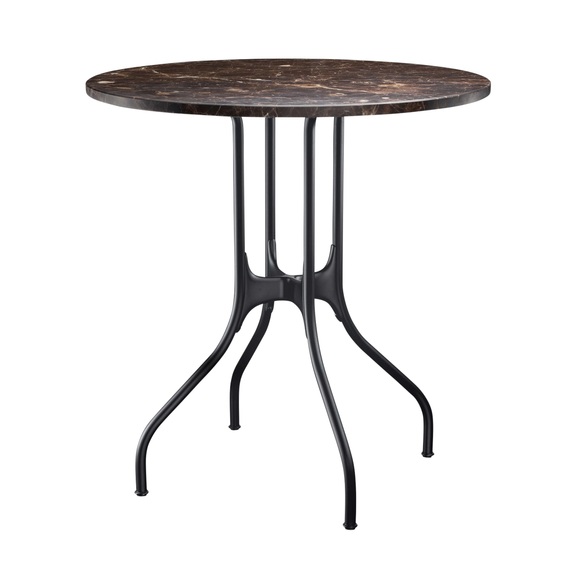 Milà Outdoor Tisch, Tischplatte marquinia marmor schwarz, Untergestell schwarz 5258, Grösse rund - d. 60 cm