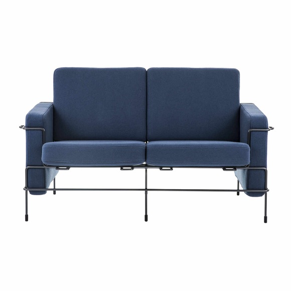 Traffic_2 2er Stoff-Sofa , Bezug kvadrat tonus 4 - 207/rot, Gestell schwarz 5013