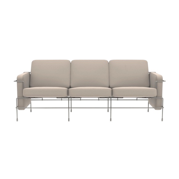 Traffic_2 3er Stoff-Sofa, Bezug kvadrat tonus 4 - 216/grau, Gestell weiss 5011
