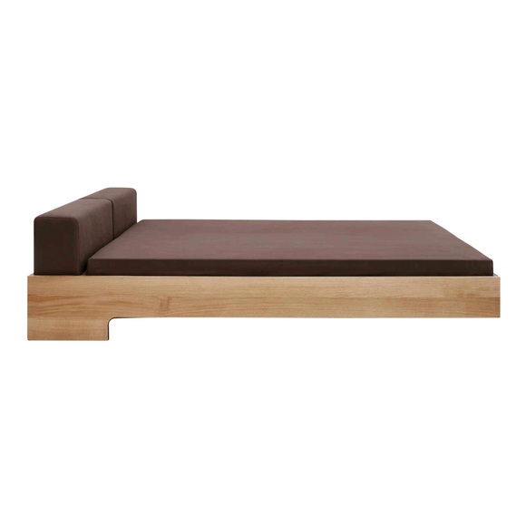Doze Bett, Holz amerikanischer nussbaum, Für Matratze b. 140 × l. 200 cm, Stoff remix 0163