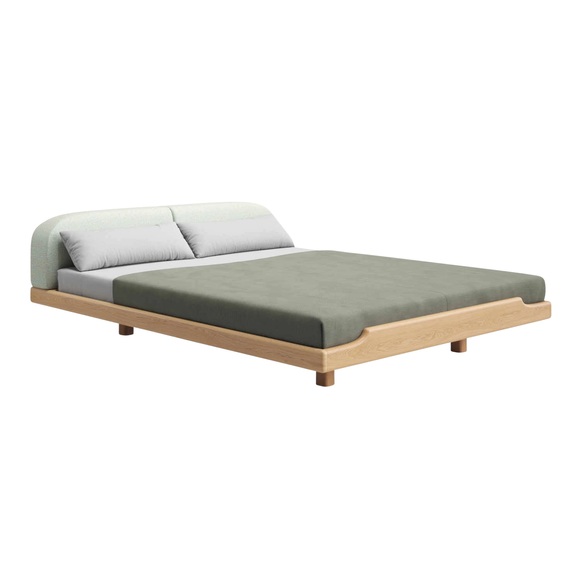 Eclair Bett, Holz eiche, Für Matratze b. 180 × l. 200 cm, Stoff remix 0912