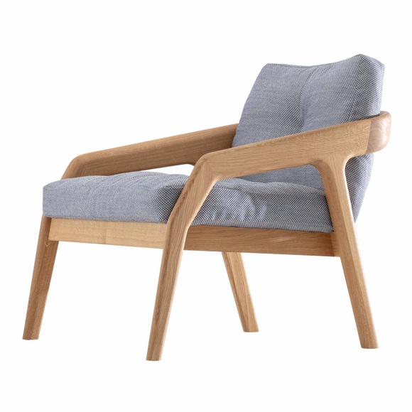 Friday 1 Sessel, Holz amerikanischer nussbaum, Kernleder testa di moro, Stoff remix 0823