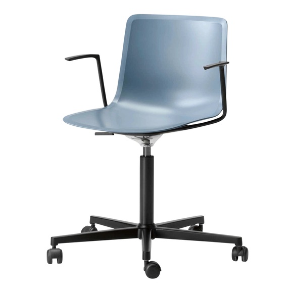 Pato 4030 Armlehn-Bürodrehstuhl, Sitzschale Polypropylen storm, Untergestell aluminium poliert