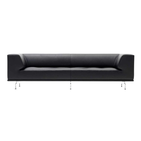 Delphi Leder-Sofa, Bezug leder omni - 112 warm grey, Grösse b. 205 cm, Untergestell eiche hell geölt