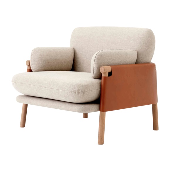 Savannah 8801 Lounge Chair Sessel, Bezug Sitzpolster stoff remix3 - 422 amber, Rahmenbezug sattelleder cognac, Gestell eiche schwarz lackiert