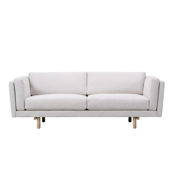 EJ288 2er Stoff-Sofa, Bezug stoff remix3 - 163 warm grey, Beine eiche lackiert